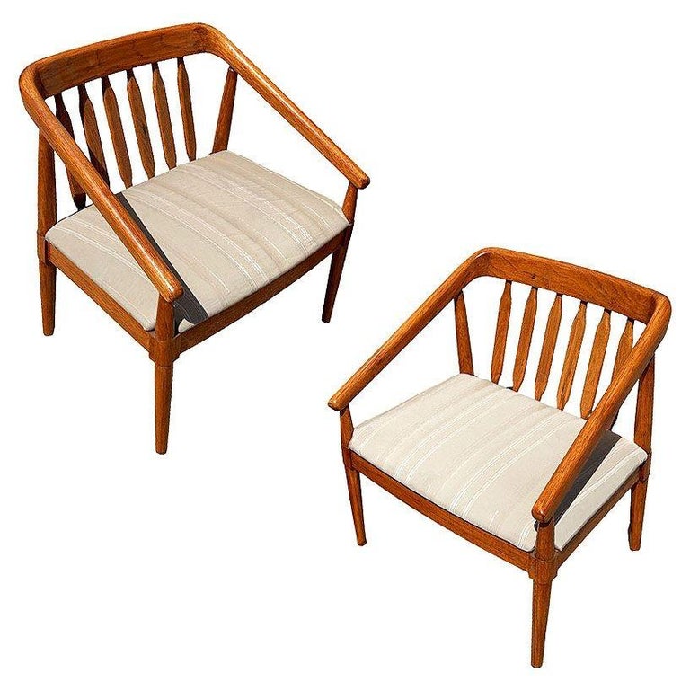 Mid-century "Declaration" Oak Arm Chairs by Kipp Stewart for Drexel, Pair