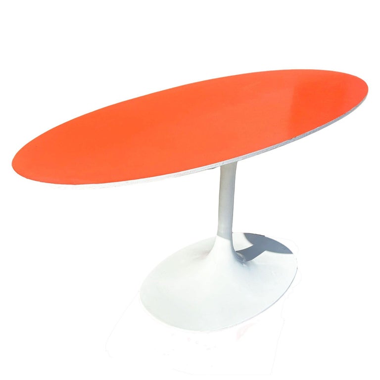 Mid-century Tulip Dining Table by Eero Saarinen for Knoll W/ Orange Laminate Top