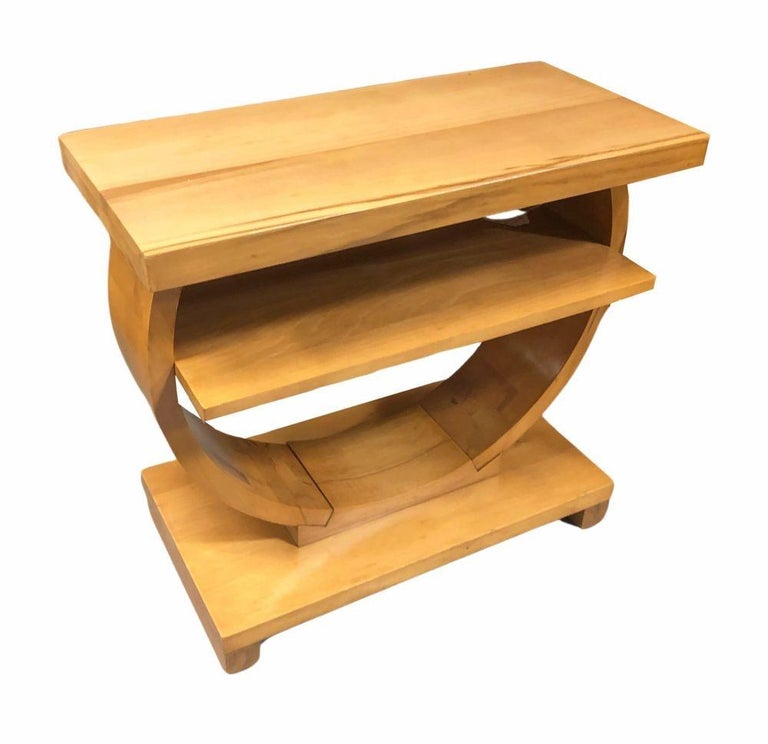 Blond Geometric Art Deco Side & Coffee Table by Gilbert Rohde for Brown Saltman