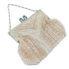 Late Art Deco Geometric Beaded Womans Purse Clutch w/ Silvertone & Lucite Clasp