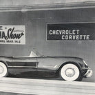 Mid-century GM Chevrolet Corvette Black & White Lithograph Print in Frame