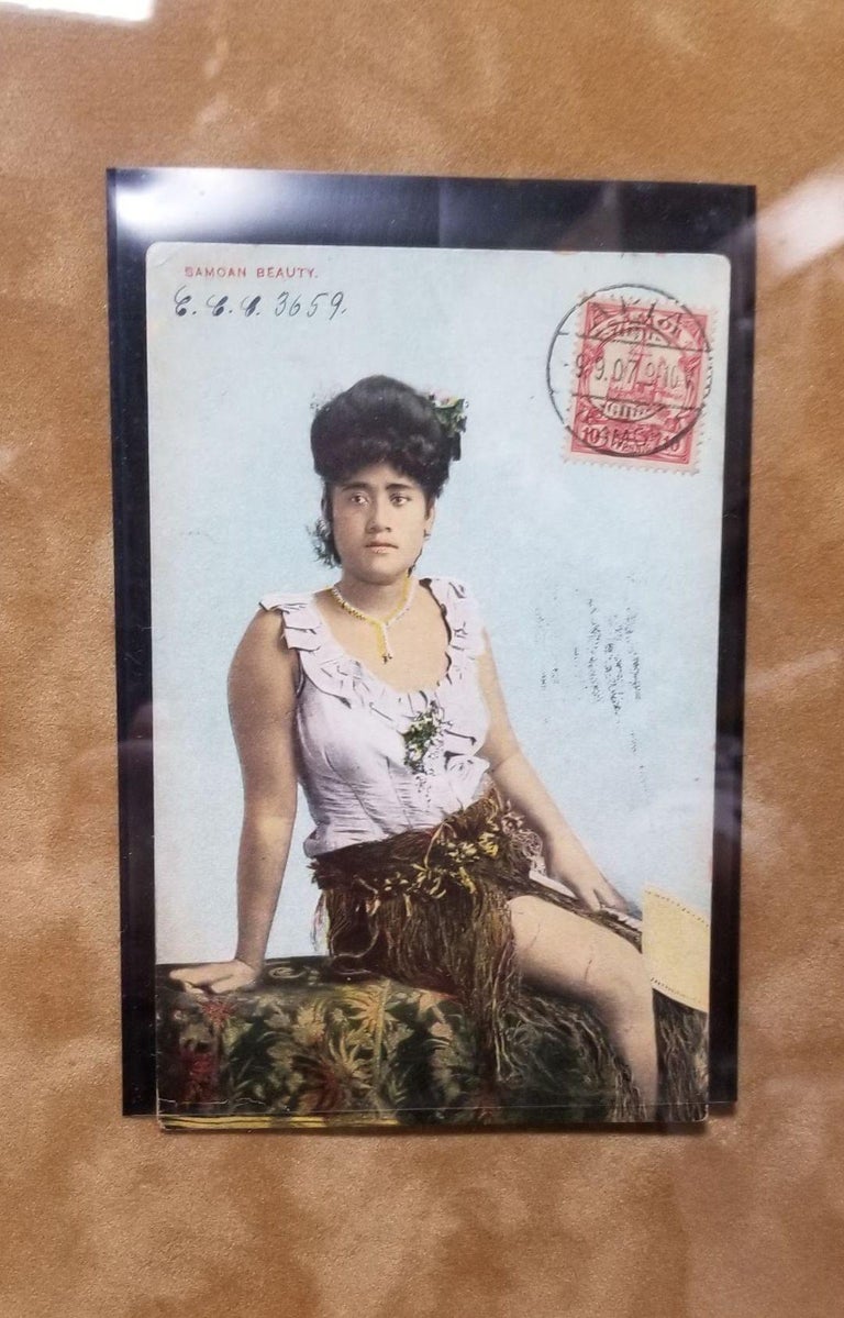 Framed Set of Samoan Island Vintage Postcards