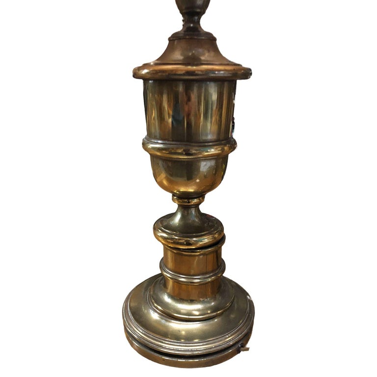 Hollywood Regency Brass Stiffel Style Table Lamp w/ Shade