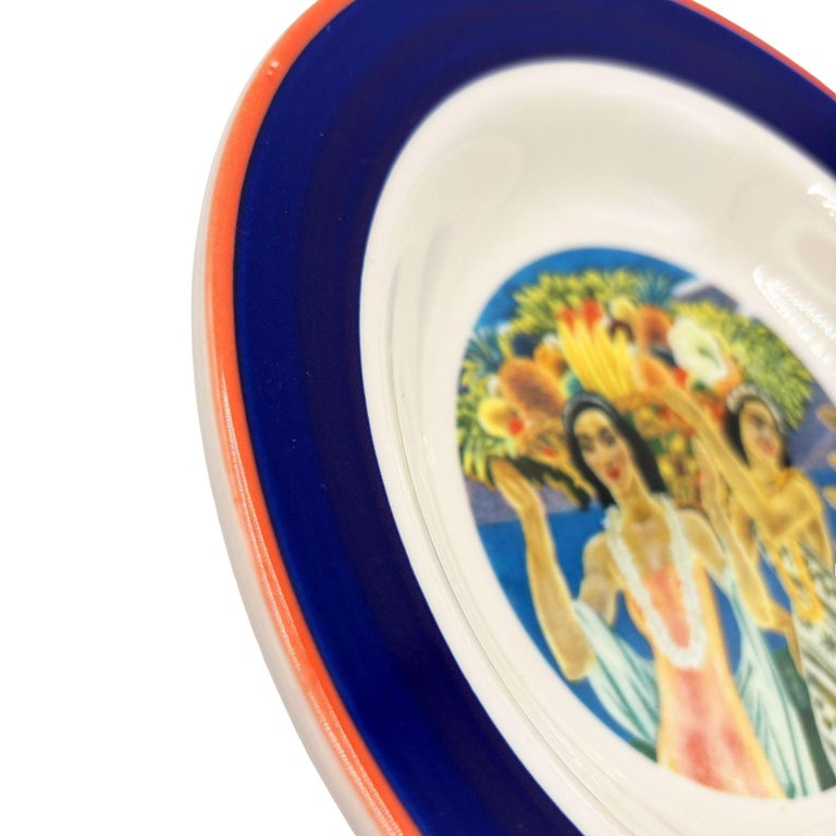 7.25" Eugene Savage "Island Feast" Blue Salad Plate By Lynn Krantz Dish Books
