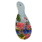Mid-century Hand Painted 3d Flamingo on a Tropical Beach Themed Spoon Rest