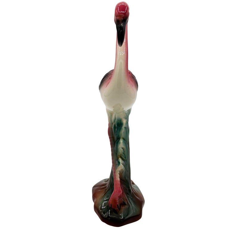 Mid-century Tropical Ceramic "The Walker" Pink Flamingo Figurine