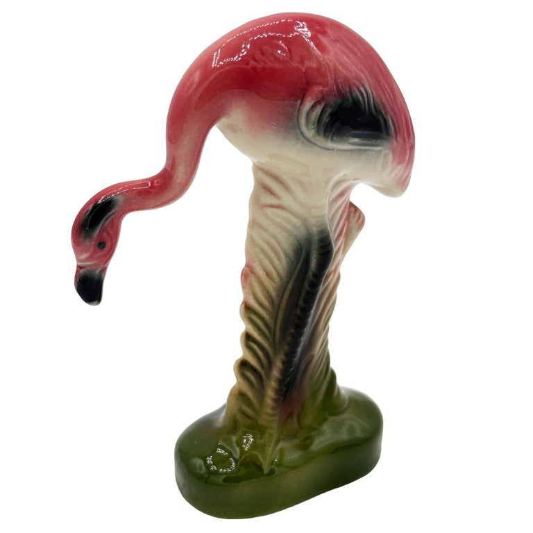 Mid-century California Pottery Ceramic On The Prowl Pink Flamingo Figurine
