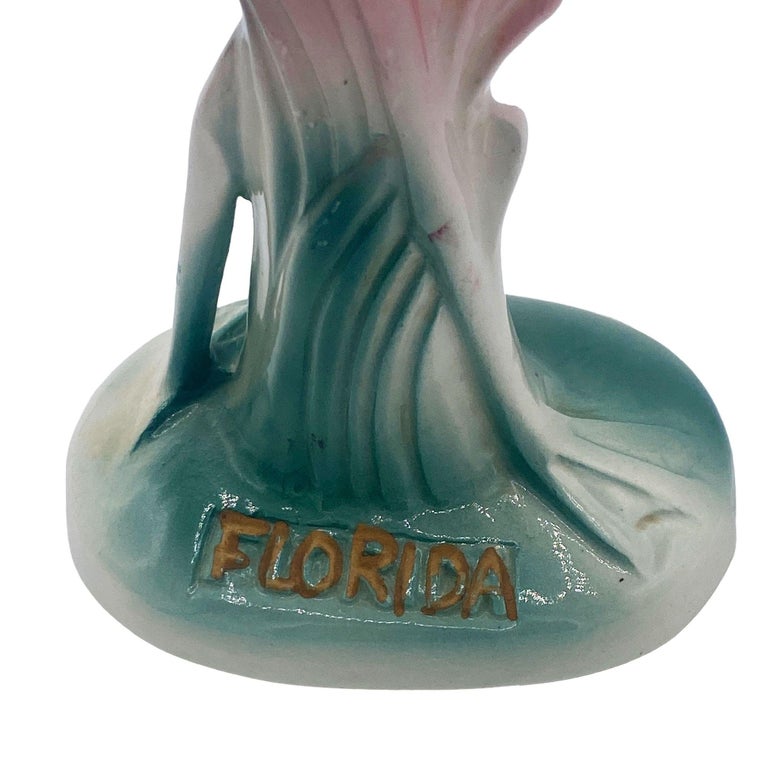Mid-century "Meeting in Florida" Matching Ceramic Pink Flamingo Statues, Pair