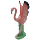 Mid-century Ceramic Mid Flight Pink Flamingo Tabletop Statue Set By Leftons