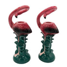 1986 Tropical Pink Flamingo Ceramic Candle Holder Pair by Five & Dime