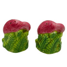 Mid-century Pink Flamingo Tropical Leaf Ceramic Salt & Pepper Shaker Set