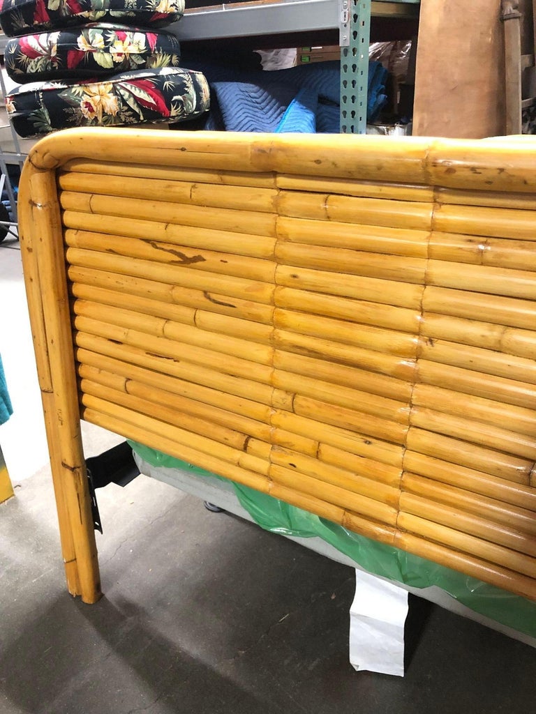 Pair of Mid-Century Restored 1948 Stacked Rattan Bed TWIN - Bed Frames Only