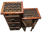 Late Qing Dynasty Split Bamboo & Lattice Top Chippendale Cabinet w/ 3 Drawers