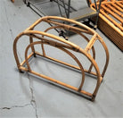 Restored Rattan Double Arched Two-Tiered Single Strand Side Table