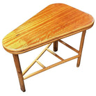 Restored MCM Rattan & Mahogany "Surfbaord" Wedge Side Table w/ Bottom Rack