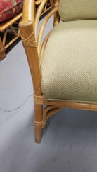 Restored Rattan Barrel Back Dining Chair Armchair W/ Skeleton Arms - Pair