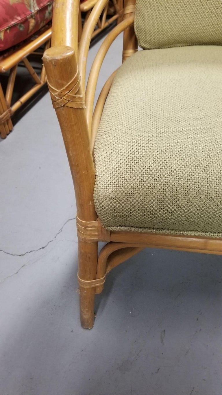 Restored Rattan Barrel Back Dining Chair Armchair W/ Skeleton Arms - Pair