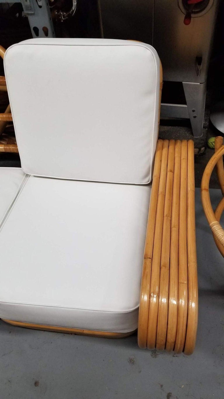 Restored Rattan Six Strand Square 3/4 Pretzel Livingroom Sofa and Chairs Set