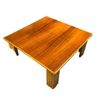 Restored Rattan & Curly Mahogany Square Coffee Table w/ Stacked Rattan Legs