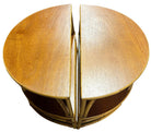 Restored Rattan & Mahogany Half Moon Side Table, Pair