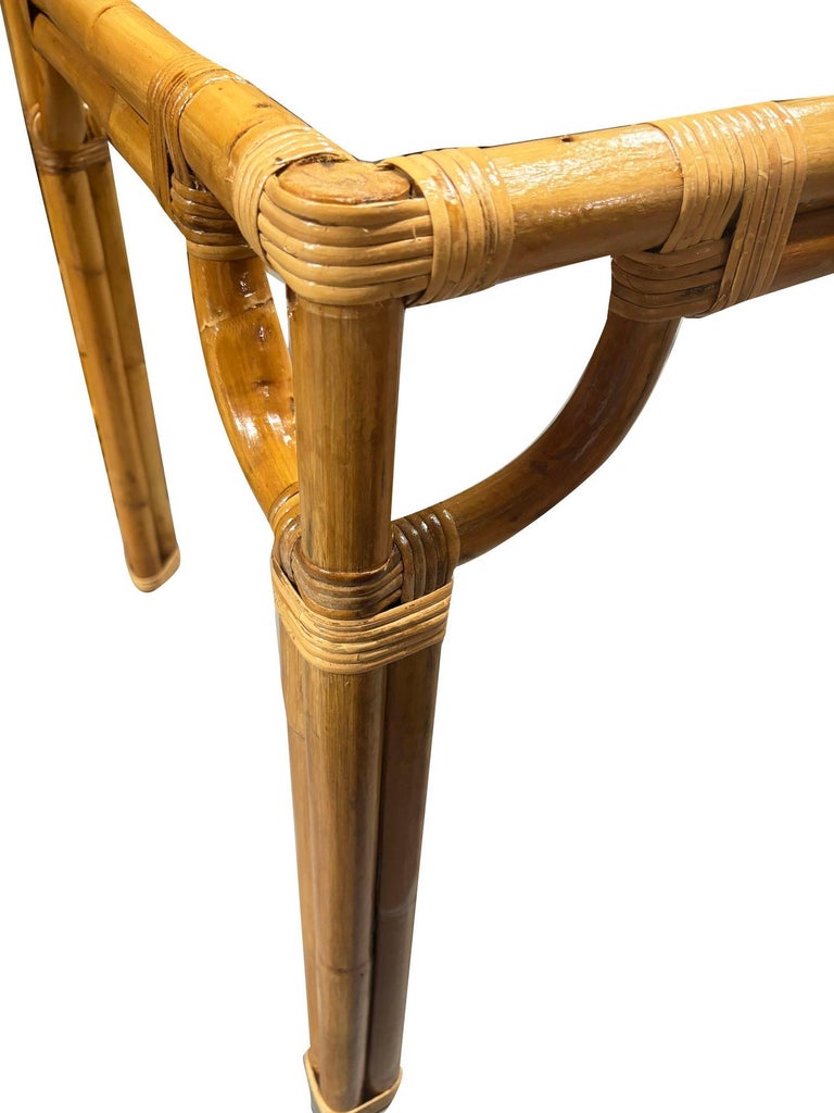 Restored Rattan Three-Strand Long Dining Table