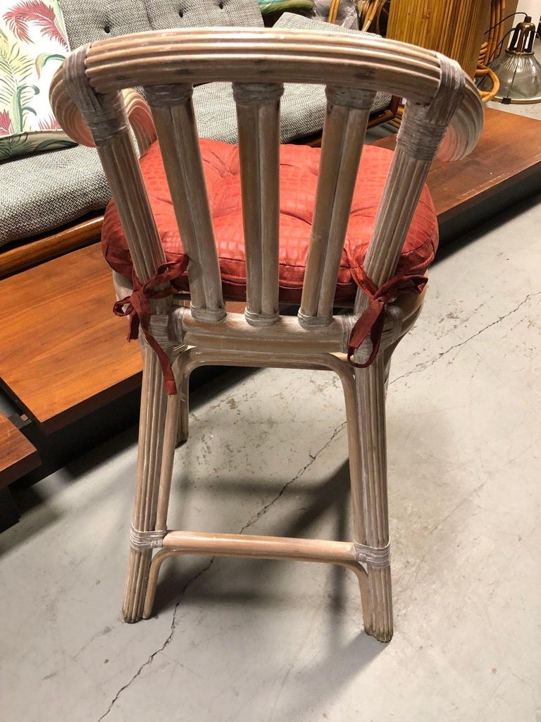 Restored Rattan Whitewash Counter Chairs