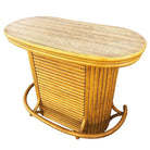 Restored Mid-century Vertically Stacked Oval Top Rattan Bar w/ Foot Rest