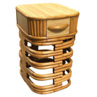 Restored Modernist Stacked Rattan Nightstand Side Table w/ Formica Top, Pair
