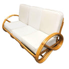 Restored 2-Strand 3/4 Pretzel Rattan Sectional Sofa w/ Lounge Chair