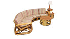 Restored Square Pretzel Rattan Corner Sofa, Coffee & Side Table Living Room Set