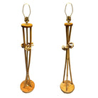 Restored Mid-century "Hourglass" Rattan Floor/Table Lamps Set of 3