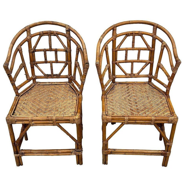Brighton Pavilion Style Rattan Dining Armchairs