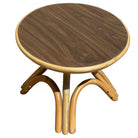 Restored Round Rattan Coffee Table w/ Arched Base