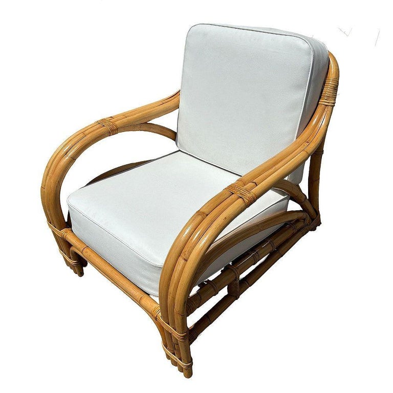 Restored Mid-century Rattan 3 Strand Transitional Lounge Chair