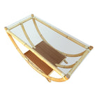 Restored Rattan Boat Shaped Coffee Table with Mahogany Shelf