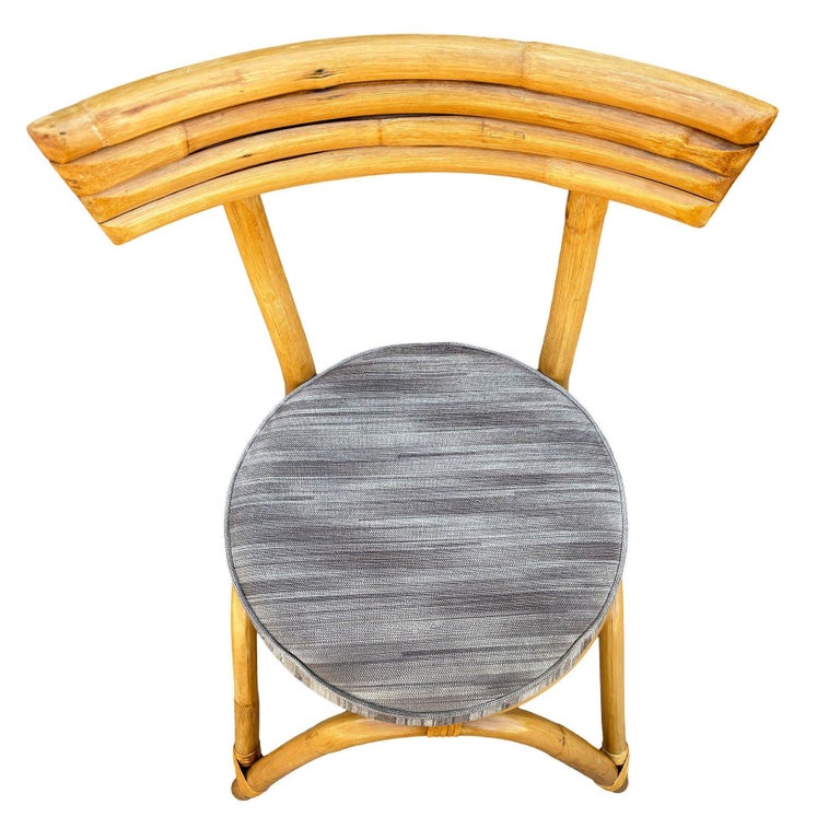 Restored Arched "Zig -Zag" Leg Rattan Dining Chair, Set of Four