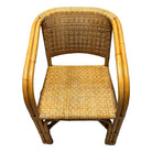 Restored Modern 2-Strand Rattan Armchair Dining Chair w/ Wicker Seat, Set of 4