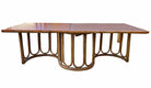Restored Rattan and Mahogany Coffee Table with Wavy Base
