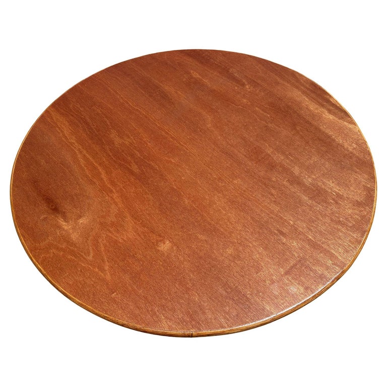 MCM Coastal Round Stacked Rattan Pedestal Table Mahogany Top, 2 Available