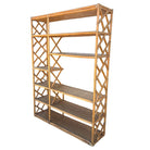Restored Mid-century Rattan Ten-Tier Display Shelf Wall Etagere Unit w/ Cabinet