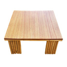 Restored Rattan & Koa Wood Square Coffee Table w/ Stacked Rattan Legs