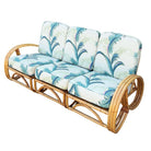Restored Mid-Century 3-strand 3/4 Round Pretzel Arm Rattan Sectional 3-Seat Sofa