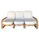 Restored 3-Strand 3 Seat Rattan Sectional Sofa by Paul Laszlo for Ficks Reed