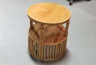 Restored Rattan Round Side Table with Pencil Reed Base