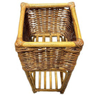 Mid Century Cubed Woven Rattan Pedestal Plant Stand