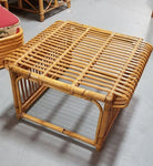 Restotrf Skeleton Italian Pencil Reed Rattan Ottoman, style of Frank Albini