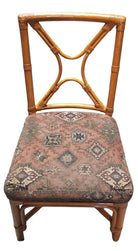 Restored Rattan set of 6 Dining Chairs Featuring X-back and Leather Wrappings.