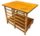 Restored "Jacob's Ladder" Asymmetric Rattan Side Table