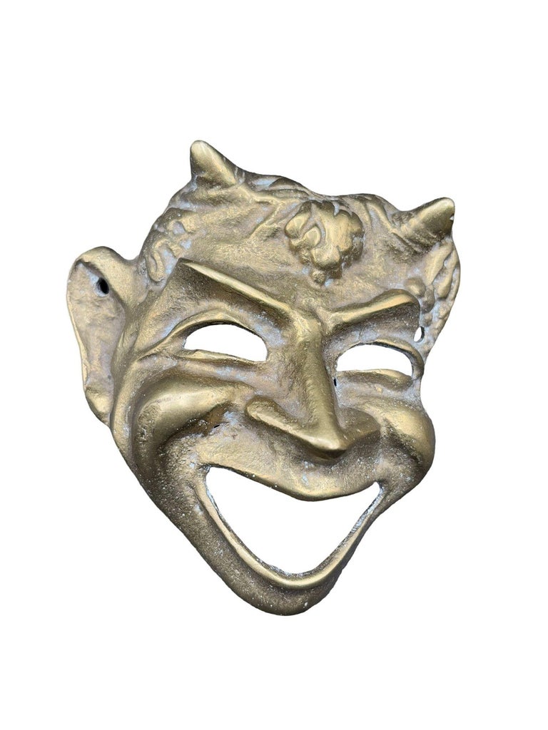 MCM Greek Theater Masks Comedy & Tragedy Wall Sculpture Hand-cast in Bronze Pair