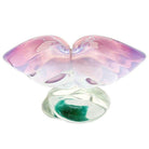 Mid-Century Murano Peacock Art Glass Pedestal Ashtray w/ Pink Pastel Swirl